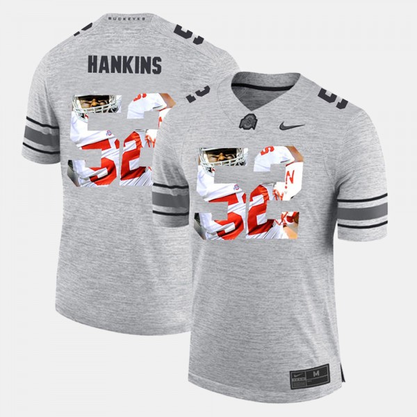 Ohio State Buckeyes Johnathan Hankins Men's #52 Gray Pictorial Gridiron Fashion College Football Jersey 2404MJAQ6